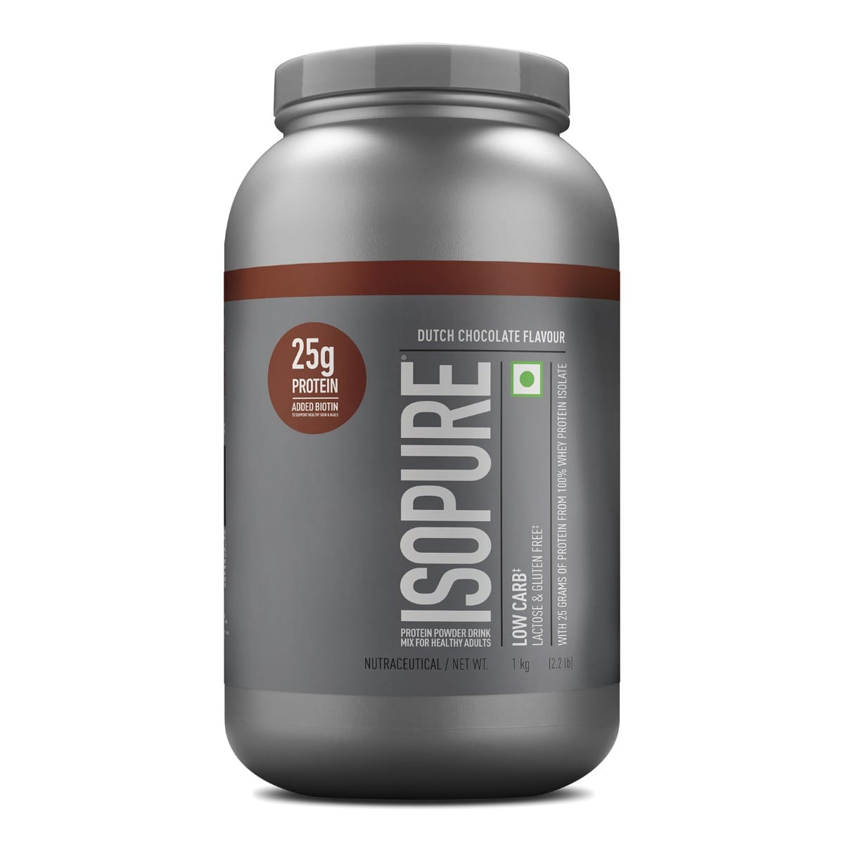 Isopure Low Carb 100% Whey Protein Isolate 1 Kg Dutch Chocolate - front