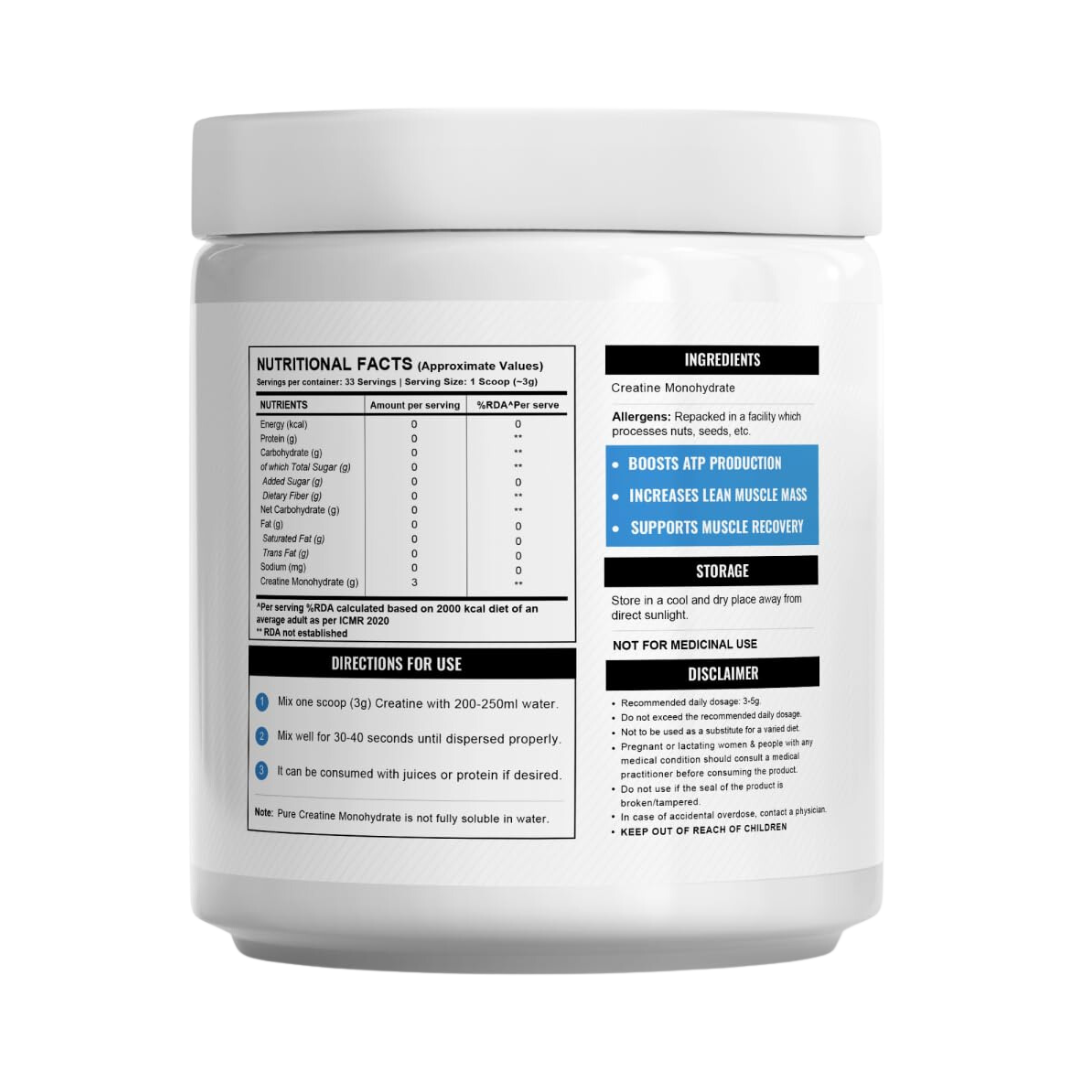 Wellcore Creatine Monohydrate 100gm (33 serv) image 1