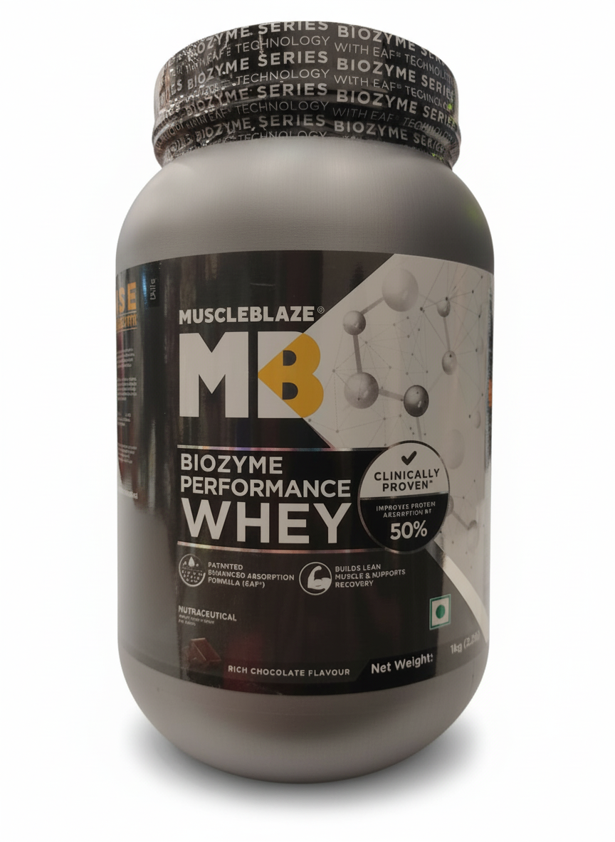 Muscleblaze Biozyme Performance Whey 1 Kg Rich Chocolate - front