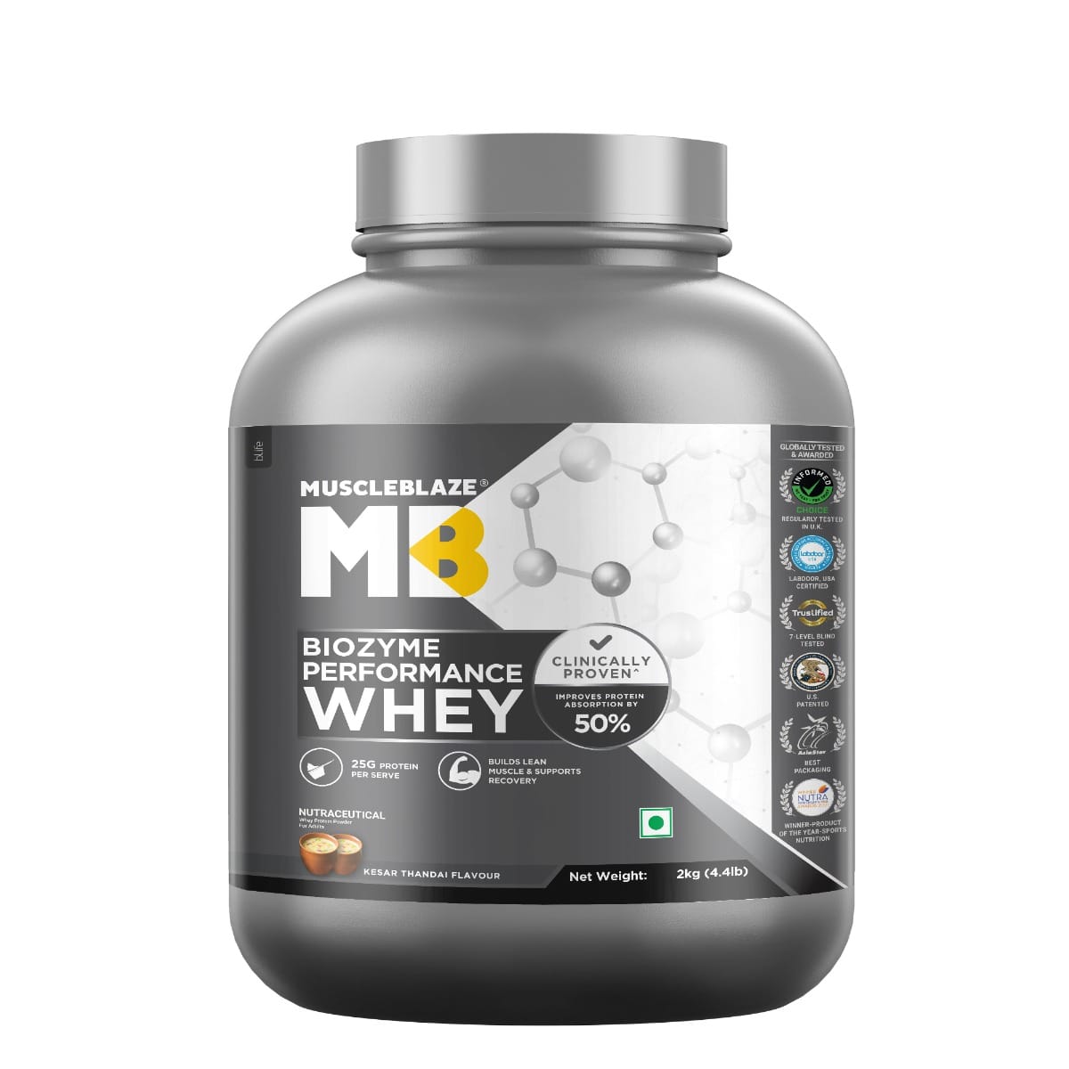 Muscleblaze Biozyme Performance Whey 2 Kg Kesar Thandai - front