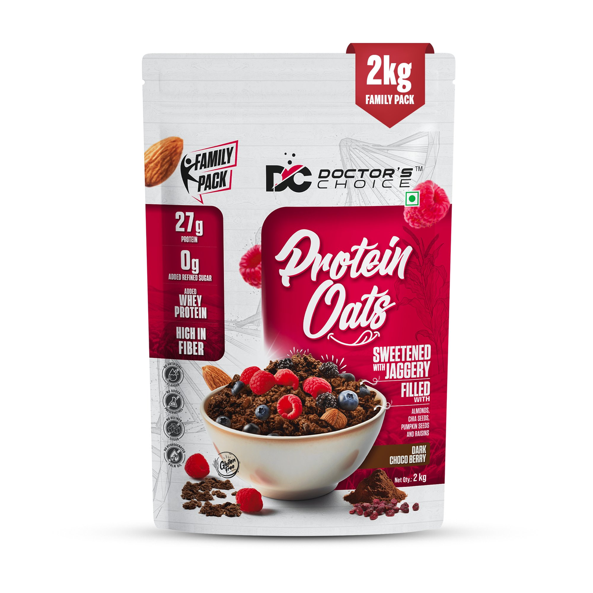 Doctor's Choice Protein Oats 2 Kg Dark Choco Berry - Front