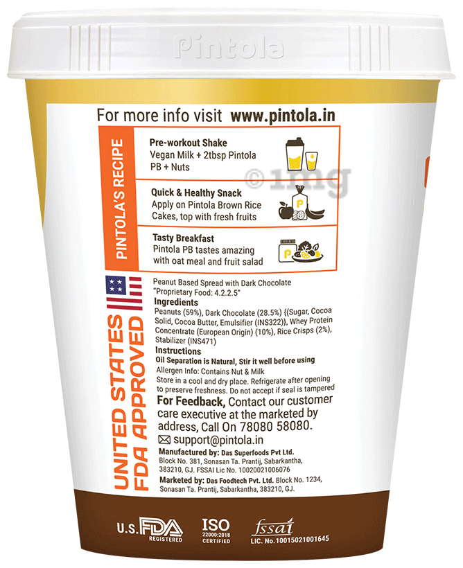 PINTOLA HIGH PROTEIN PEANUT BUTTER 510 GM DARK CHOCOLATE CRISPY
