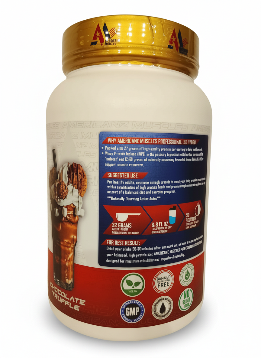 Americanz Muscles Professional Iso Hydro 900 Gm Chocolate Truffle - side