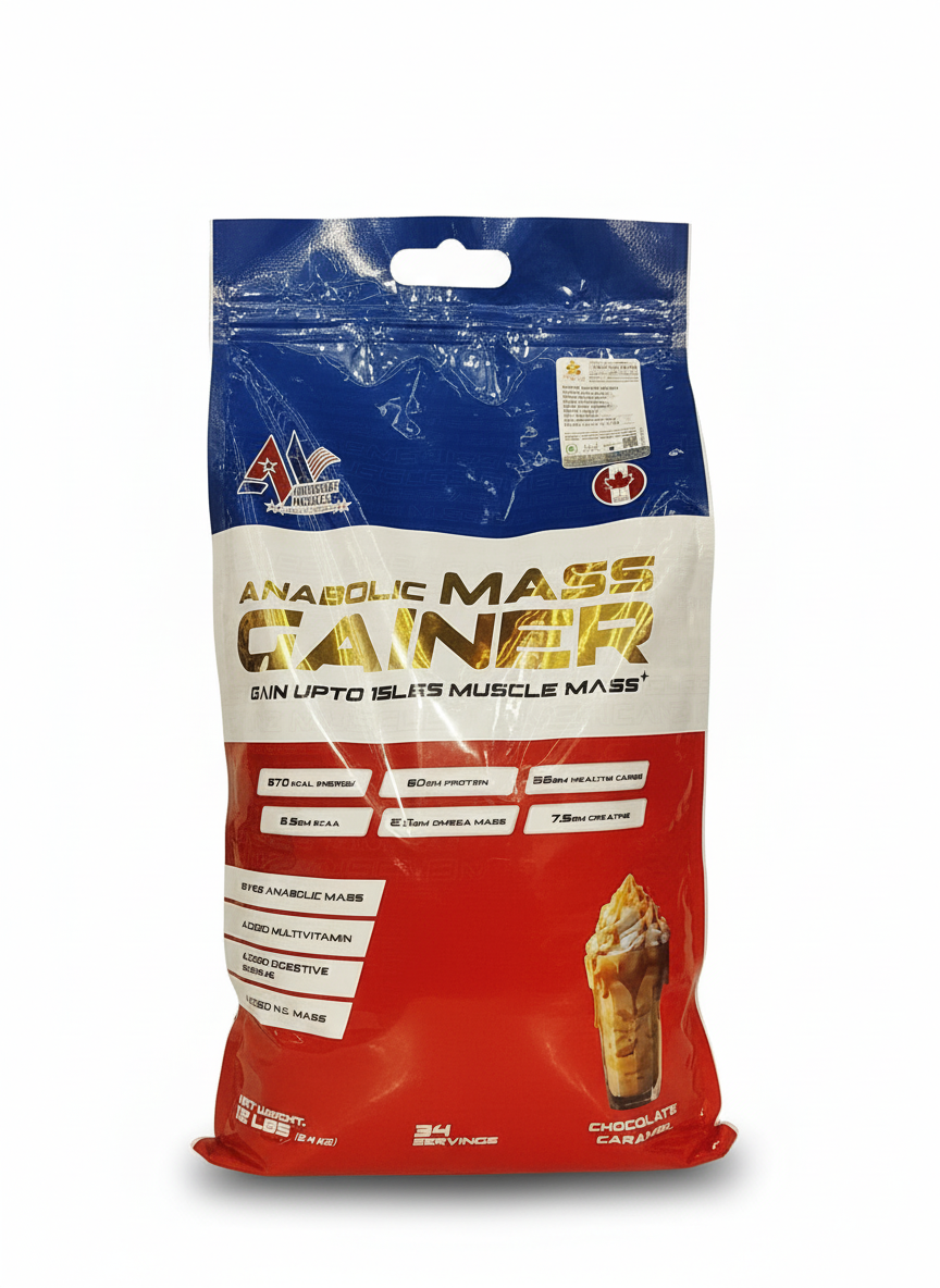 Americanz Muscles Anabolic Mass Gainer 5.4 Kg Chocolate Caramel - front