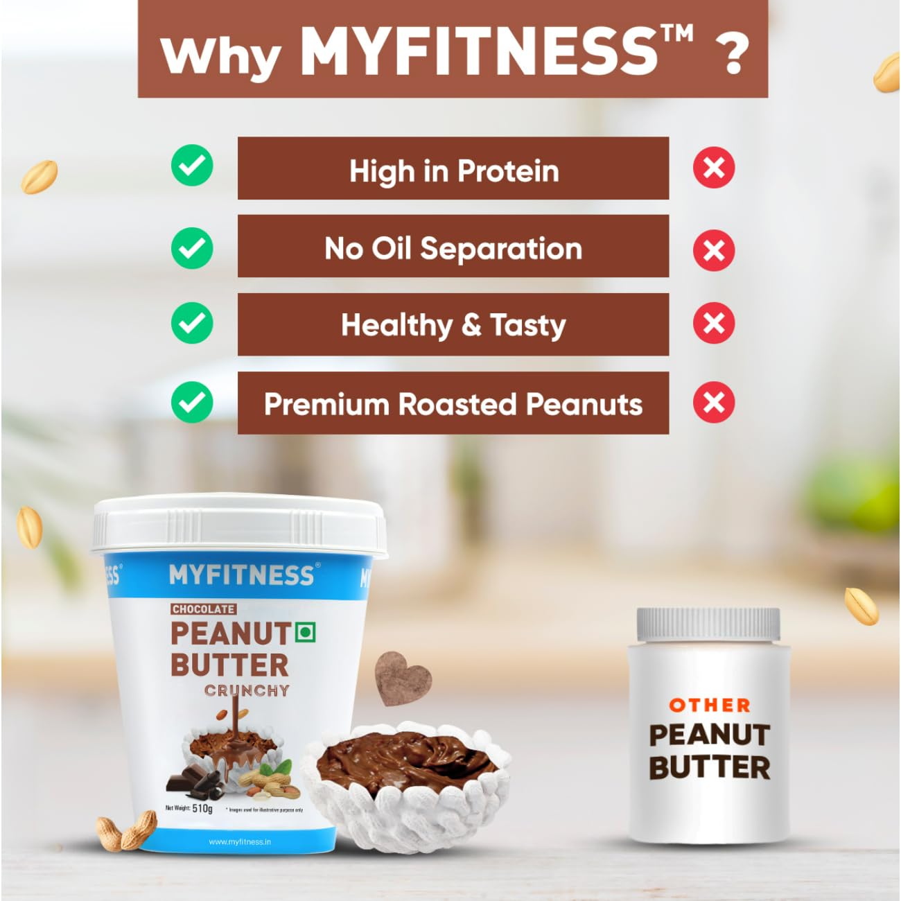 MyFitness Peanut Butter 510gm Chocolate Crunch image 1