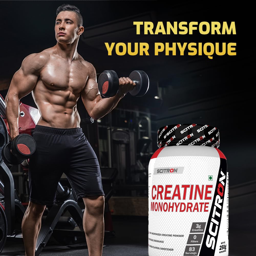 Scitron Creatine Monohydrate 250 g (83 Servings, 3g Creatine, 0 Fillers, No Flavors & Sweeteners, Increase Endurance)