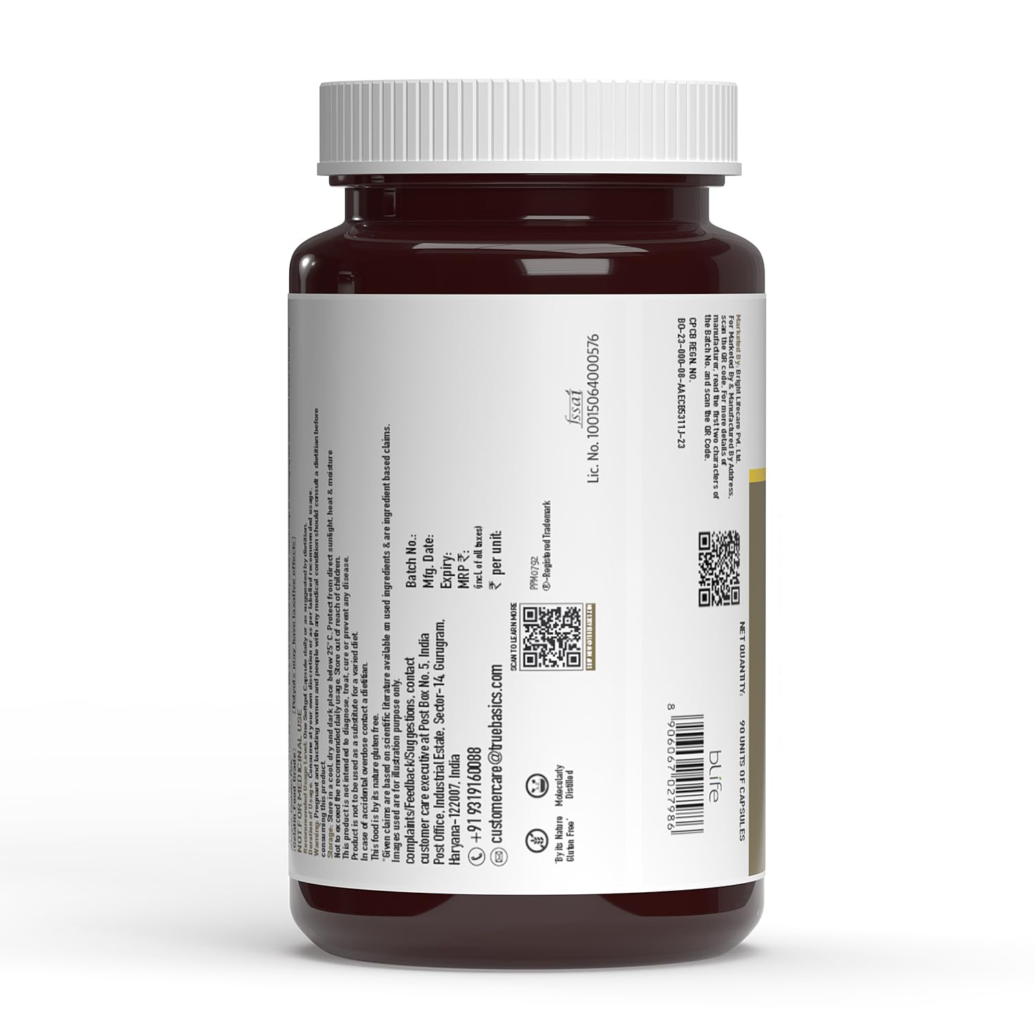 TrueBasics Omega 3 Fish Oil (90 Capsules) | Triple Strength with 1150mg Omega, 525mg EPA & 375mg DHA | For Healthy Heart, Eyes & Joints, 90 grams