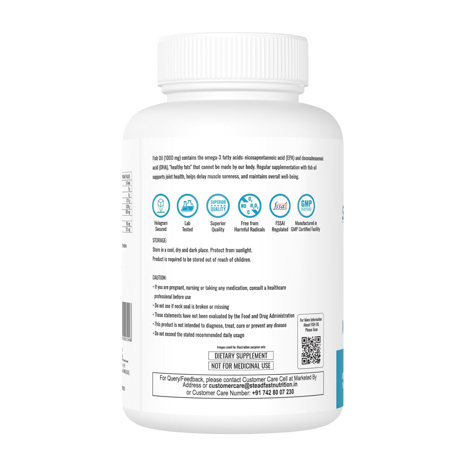 Steadfast Nutrition Omega 3 Fish Oil Capsule 1000mg Triple Strength for Healthy Heart, Brains, Joints & Body, for Men & Women 60 Softgel Capsules