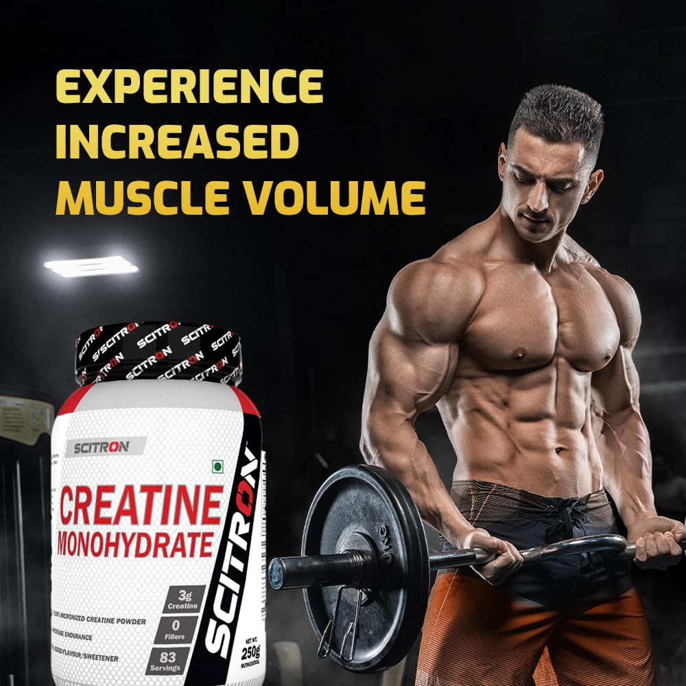 Scitron Creatine Monohydrate 250 g (83 Servings, 3g Creatine, 0 Fillers, No Flavors & Sweeteners, Increase Endurance)