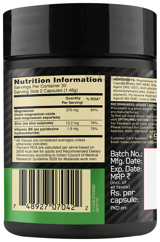 Optimum Nutrition Zma 60 Capsules
