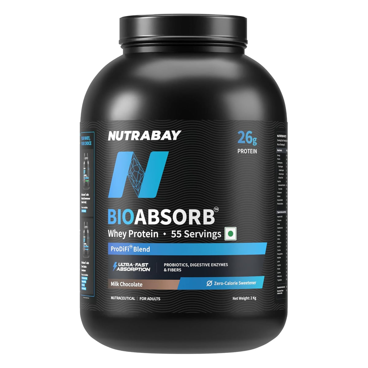 NUTRABAY BIOABSORB WHEY PROTEIN 2 KG MILK CHOCOLATE