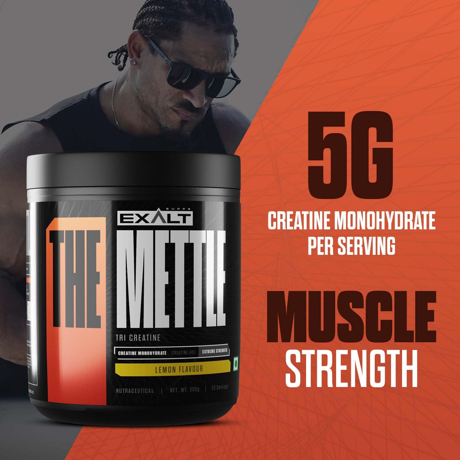 Exalt Supps The Mettle TRI Creatine | 300g | 100 Servings | Creatine Monohydrate | Creatine HCL | Faster Recovery | Extreme Strength (Watermelon)