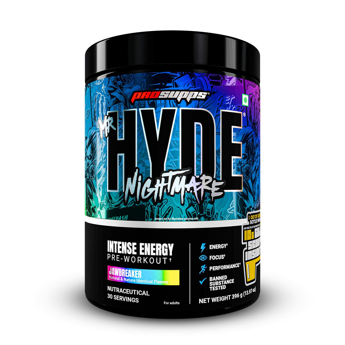 PROSUPPS HYDE NIGHTMARE PRE-WORKOUT 396 GM JAWBREAKER