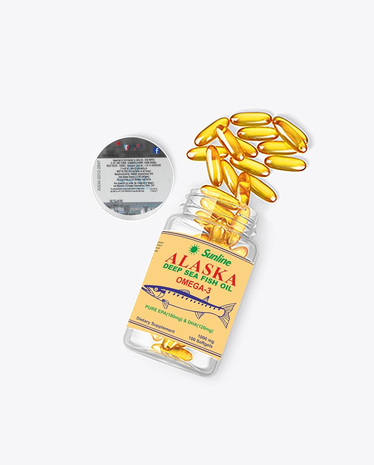 Sunline Alaska Fish Oil Omega 3 100 Softgels 1000 Mg