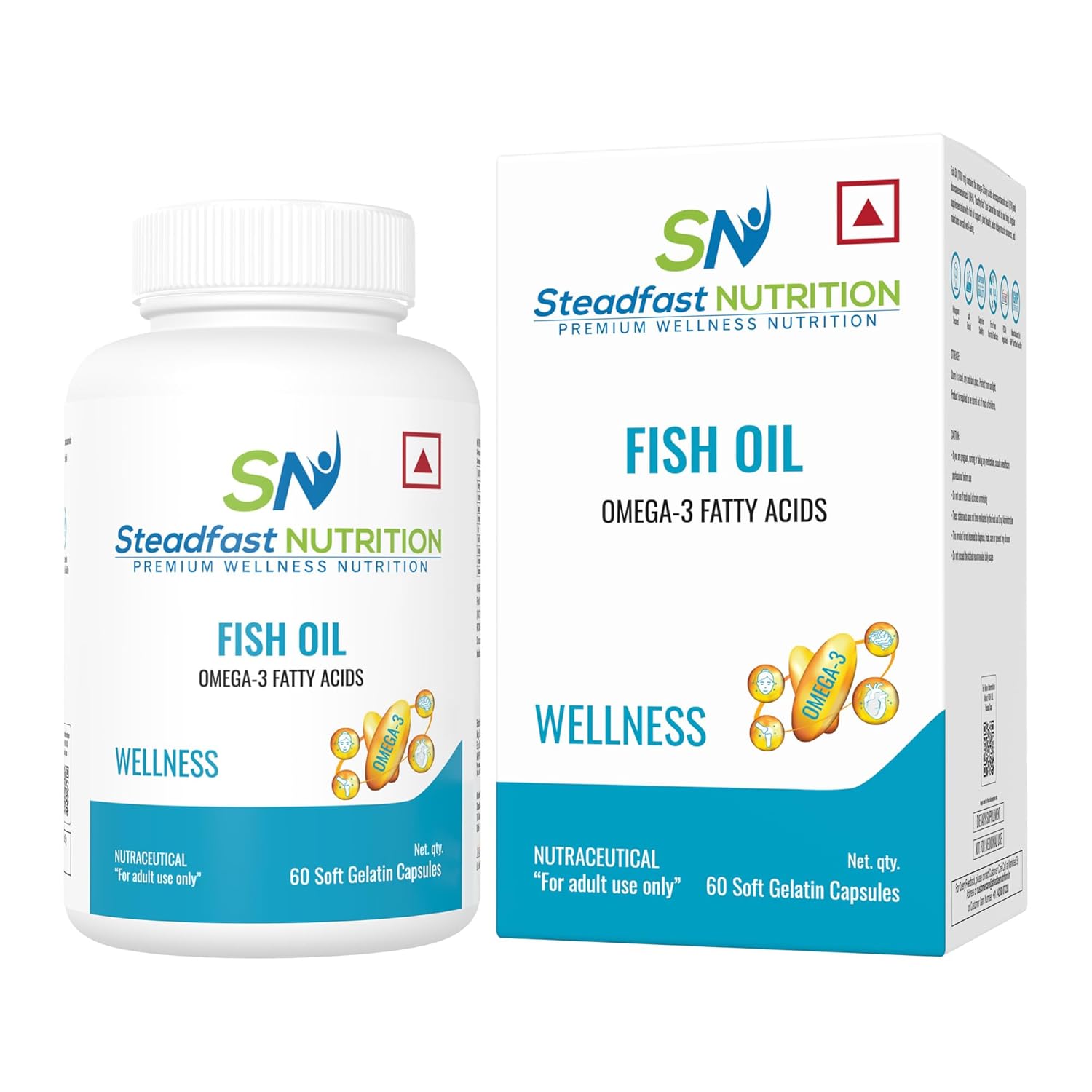 Steadfast Nutrition Omega 3 Fish Oil Capsule 1000mg Triple Strength for Healthy Heart, Brains, Joints & Body, for Men & Women 60 Softgel Capsules