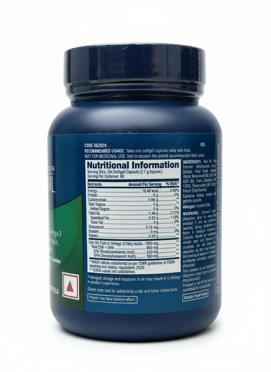 Gnc Triple Strength Fish Oil 60 Softgels - back