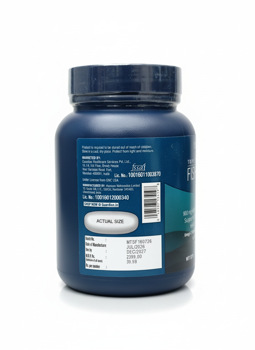Gnc Triple Strength Fish Oil 60 Softgels - side