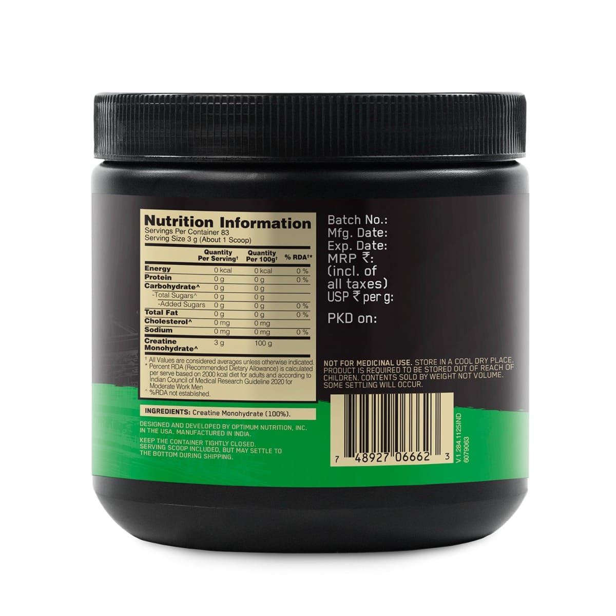 Optimum Nutrition Micronised Creatine 250 Gm Unflavoured