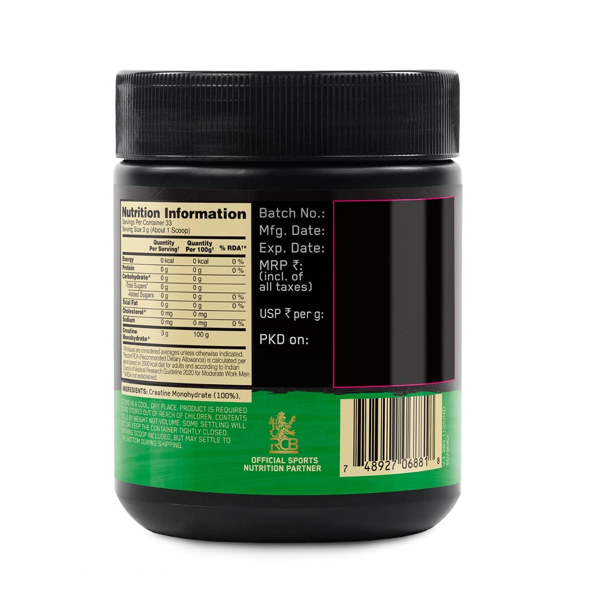OPTIMUM NUTRITION CREATINE 100 GM UNFLAVORED