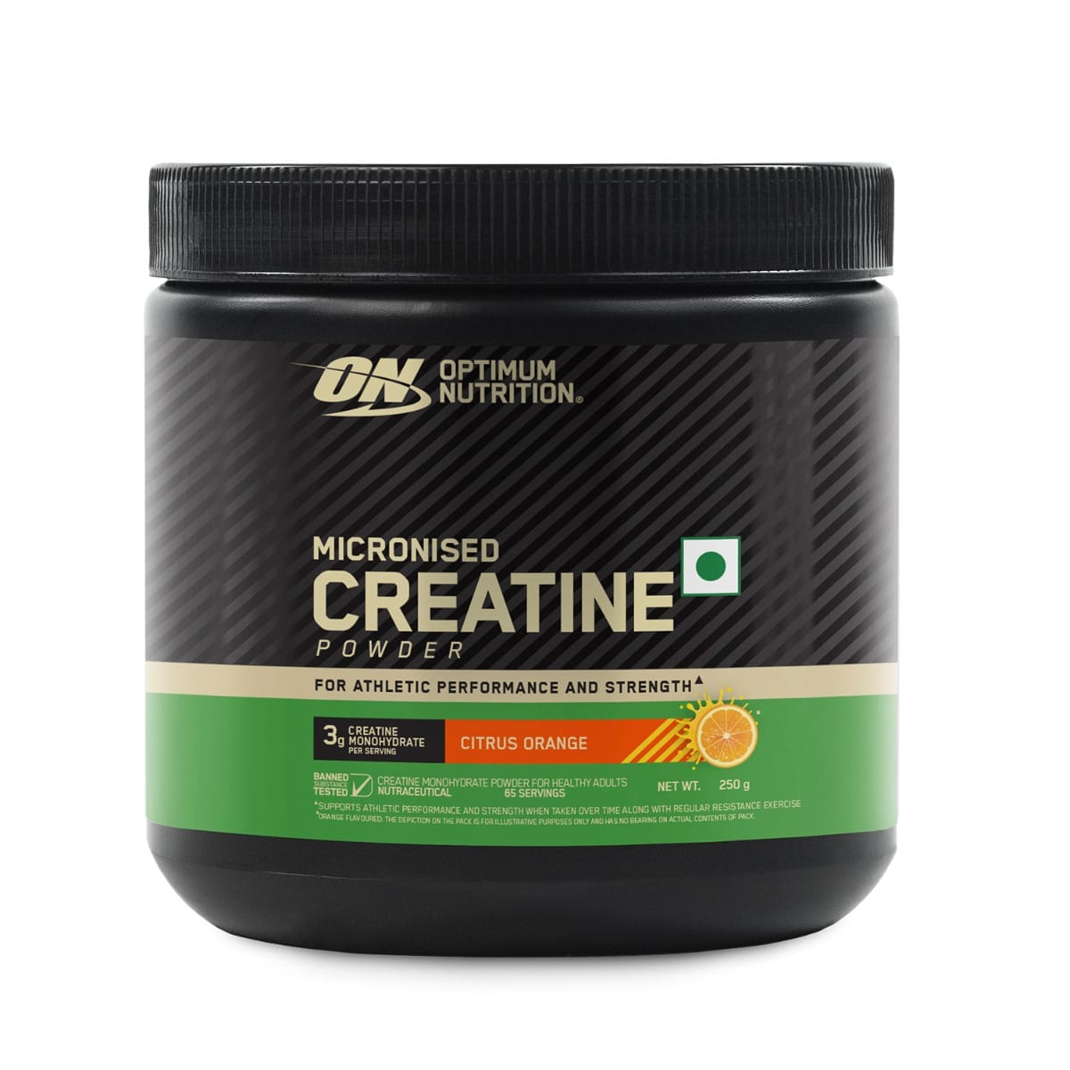 Optimum Nutrition Micronised Creatine 250 Gm Citrus Orange - front