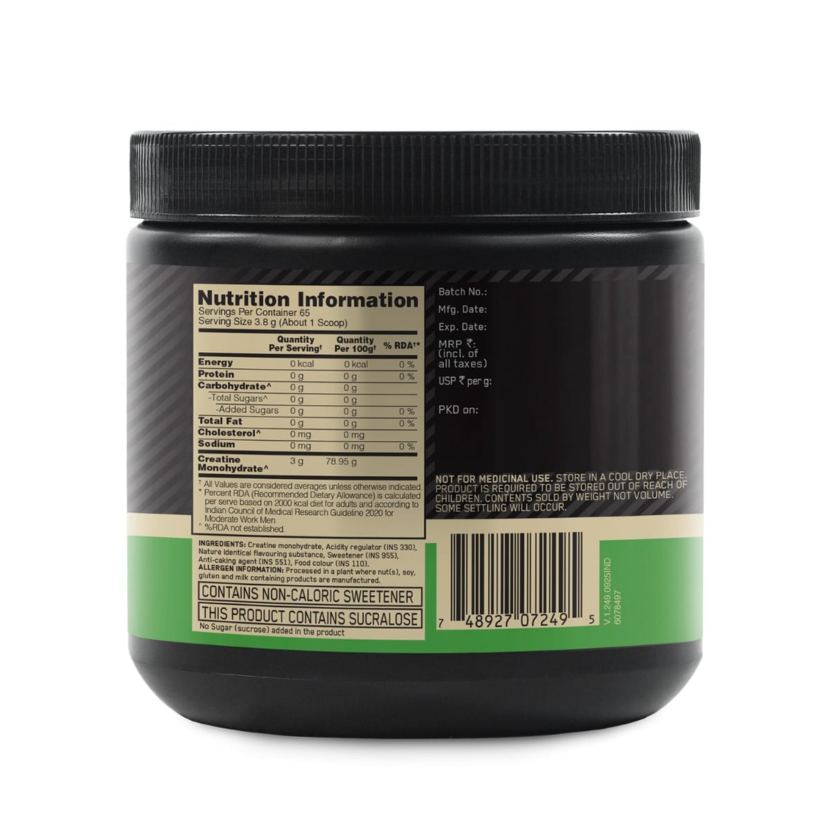 Optimum Nutrition Micronised Creatine 250 Gm Citrus Orange