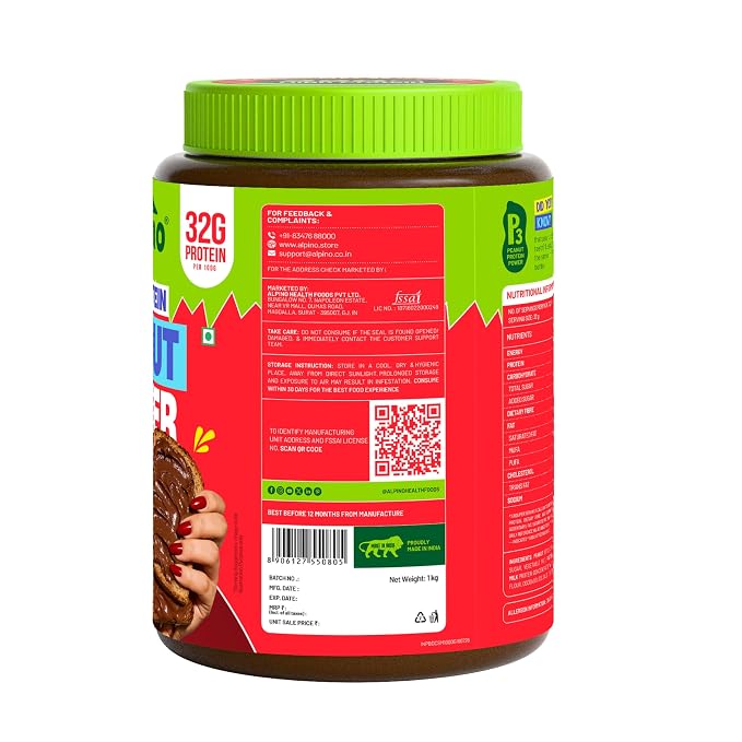 ALPINO HIGH PROTEIN PEANUT BUTTER 1 KG DARK CHOCOLATE CRISP