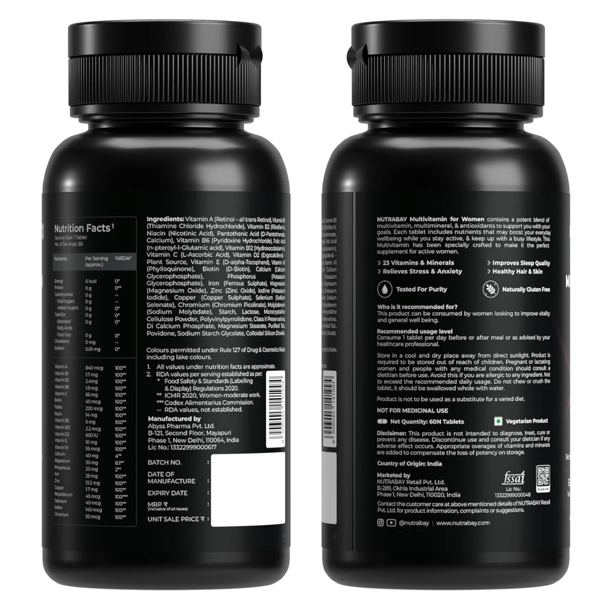 NUTRABAY PRO ACTIVE MULTIVITAMIN WOMEN 60 TABLETS