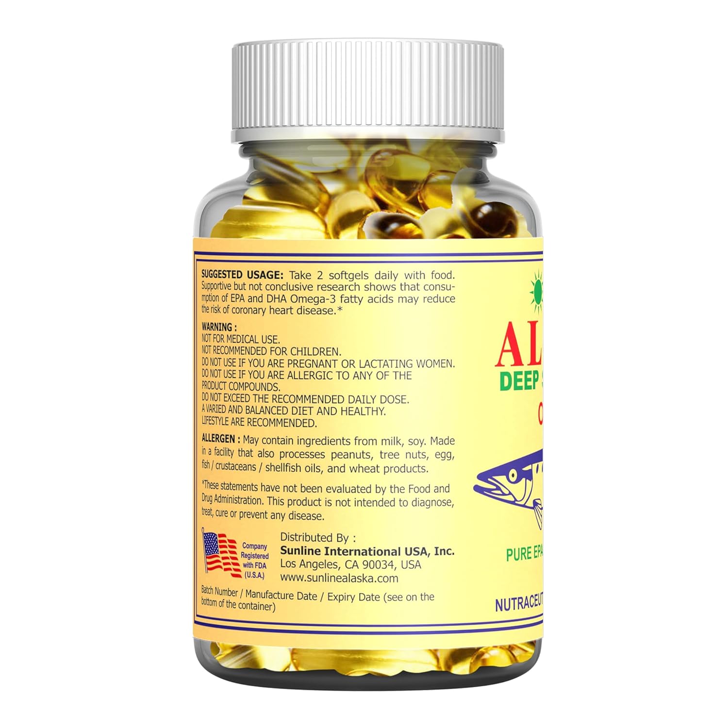 Sunline Alaska Fish Oil Omega 3 100 Softgels 1000 Mg
