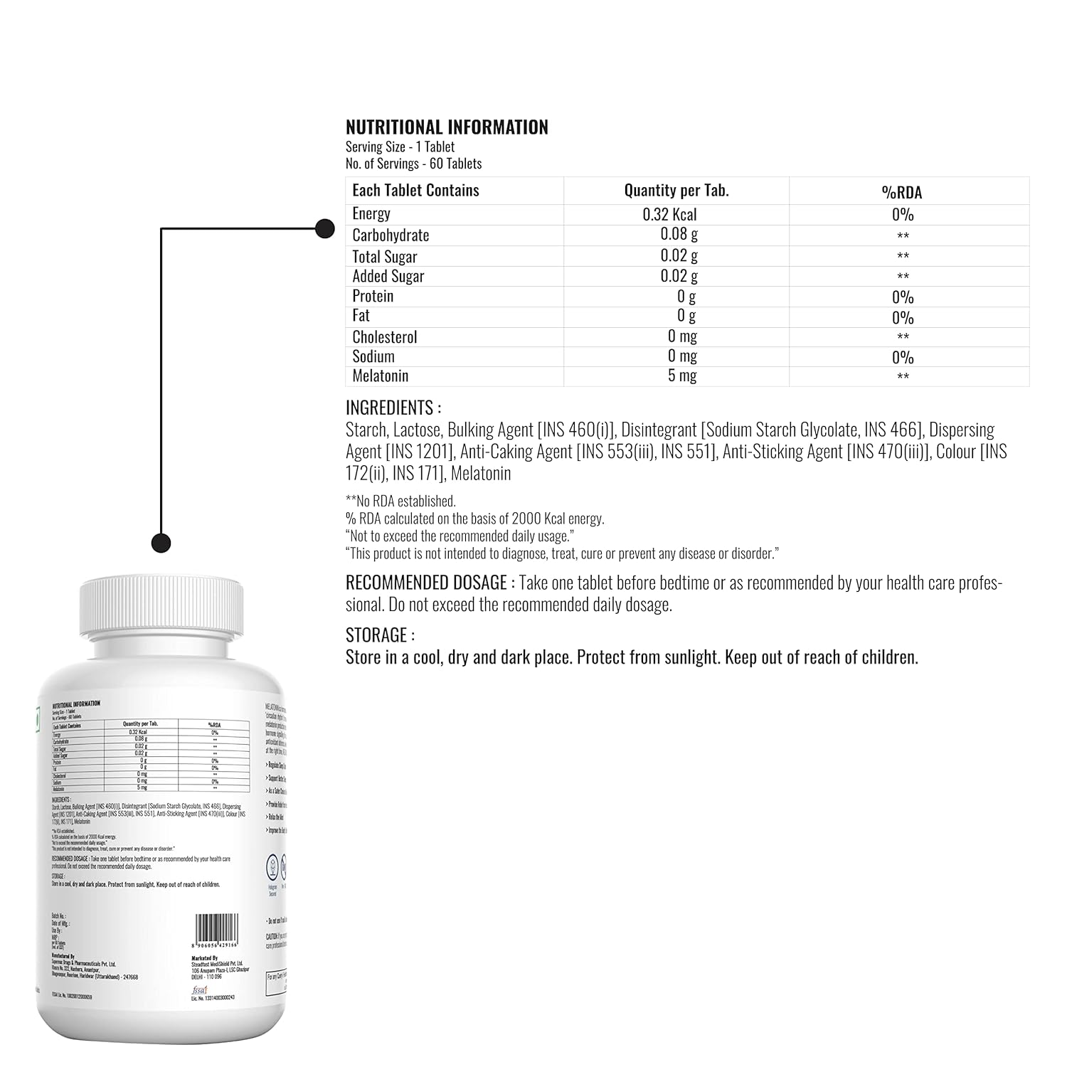 Steadfast Nutrition Melatonin 60 Tab