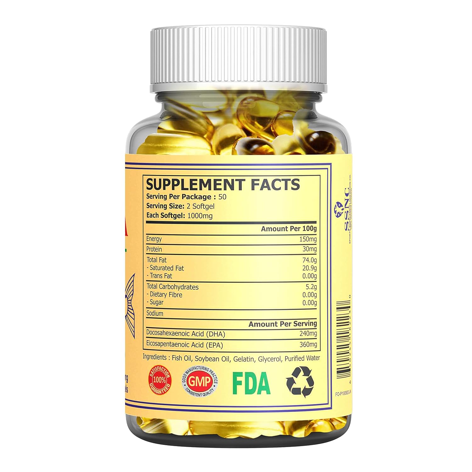 Sunline Alaska Fish Oil Omega 3 100 Softgels 1000 Mg