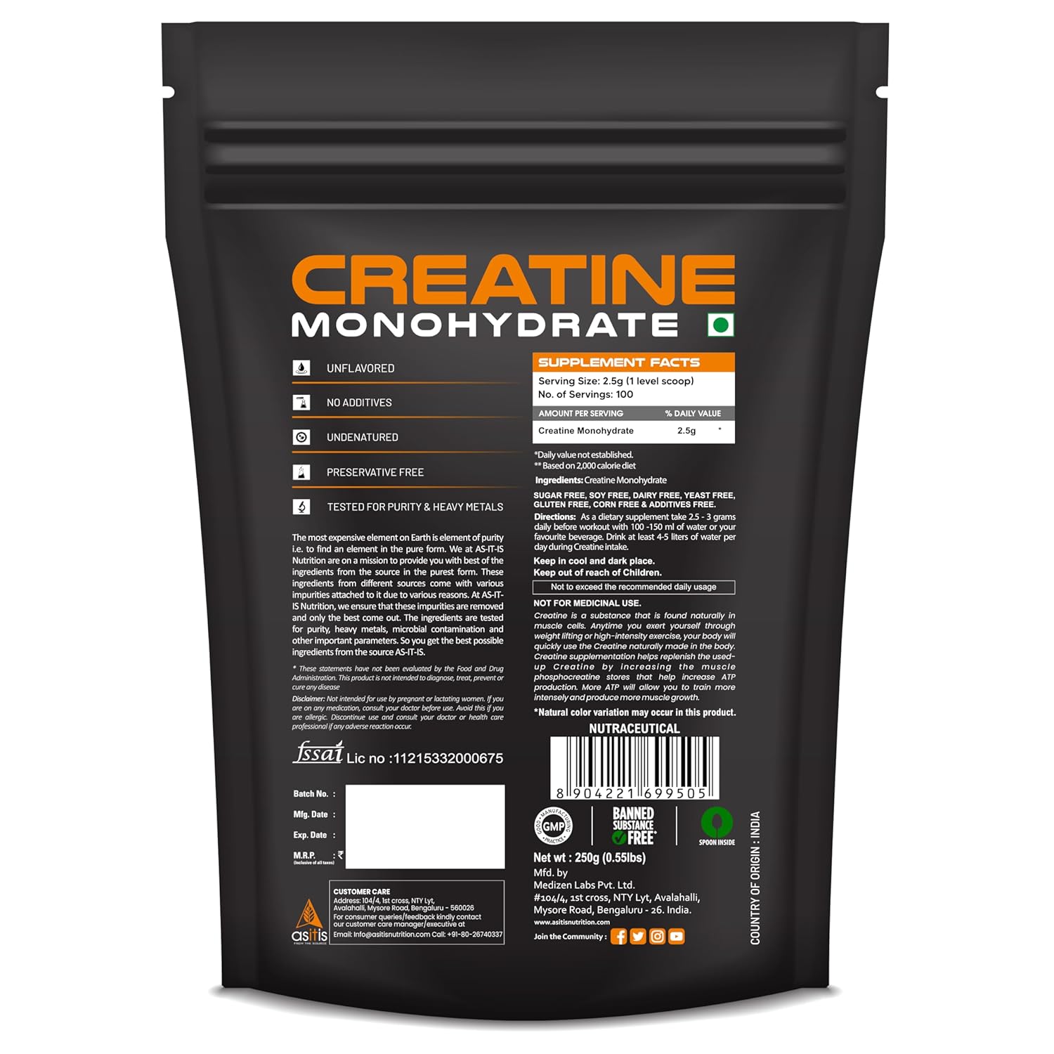 ASITIS CREATINE MONOHYDRATE 100 GM