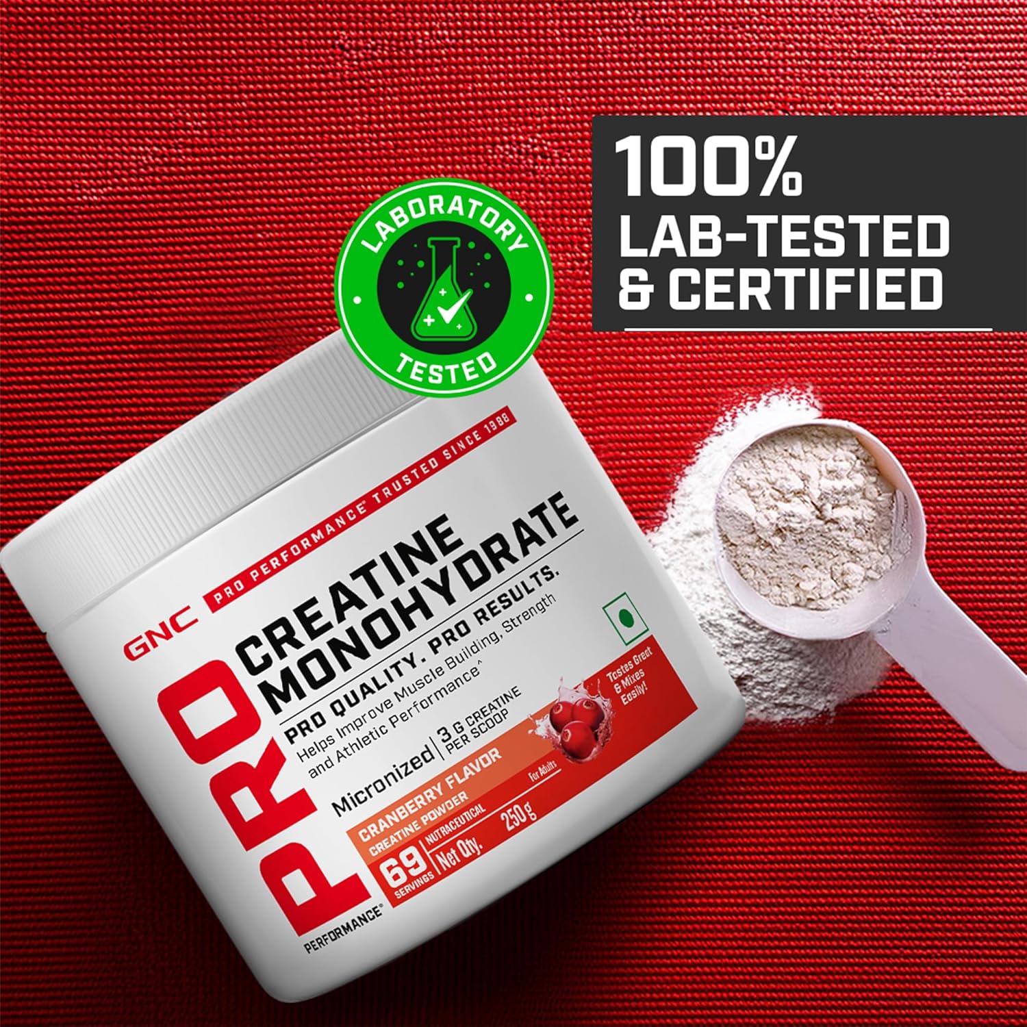 GNC Pro Performance Pure Micronized Creatine Monohydrate |250 gm & 10 gm Shilajit|Instantized|Fuels Muscles|Increase Muscle Mass|Rapid Absorption|Cranberry,powder,2 count,69 Servings