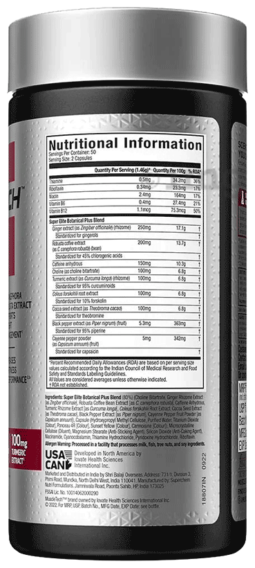 Muscletech Hydroxycut Hardcore Super Elite 100 Capsules