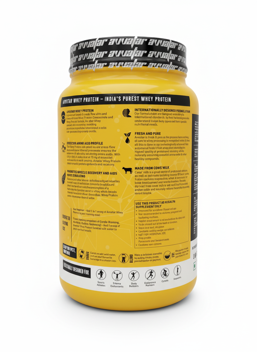 Avvatar Whey Protein 1 Kg Malai Kulfi - side