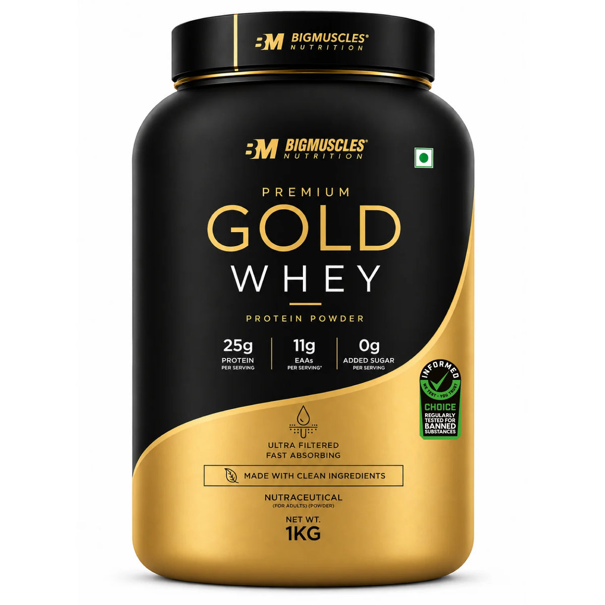 BIGMUSCLES GOLD WHEY 1 KG BELGIAN CHOCOLATE