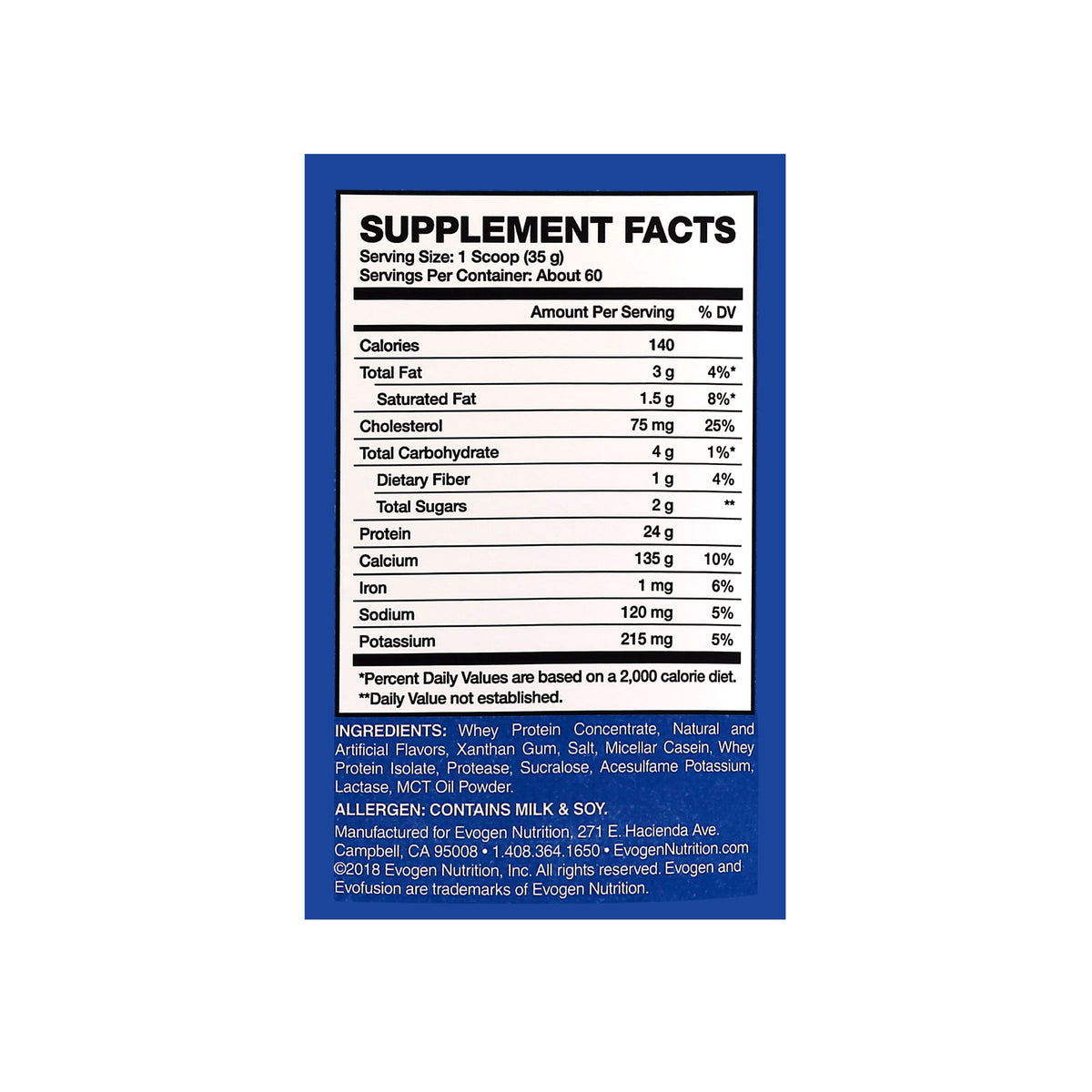 EVOGEN EVOFUSION WHEY PROTEIN 2 KG CHOCOLATE SHAKE