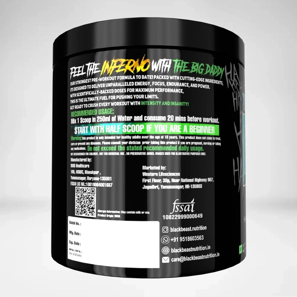 BLACKBEAST THE BIG DADDY INFERNO PRE WORKOUT 300 GM ZOMBIE JUICE