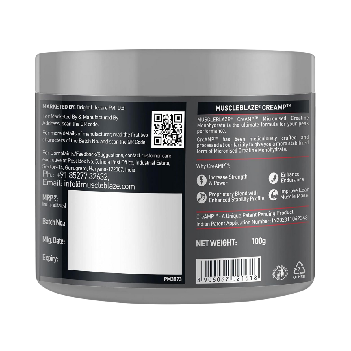 Muscleblaze Creatine Monohydrate CreAMP 250gm 80Serv image 3