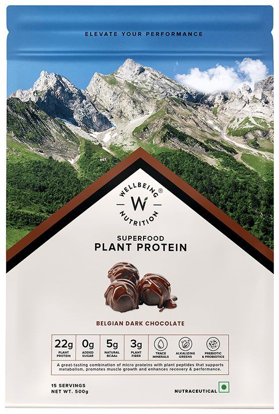Wellbeing Nutrition Plant Protein 500 Gm Belgian Dark Chocolate - front