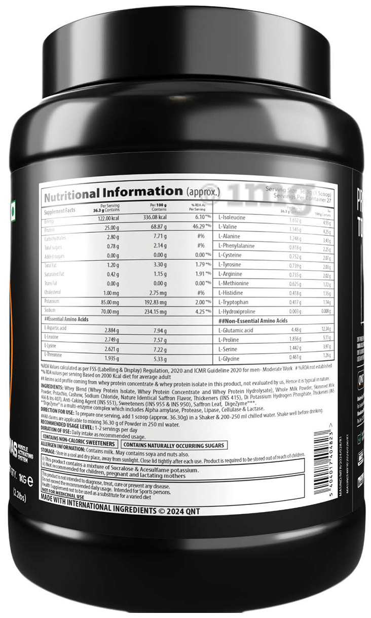 QNT PRIME WHEY 1 KG KESAR KAJU PISTA