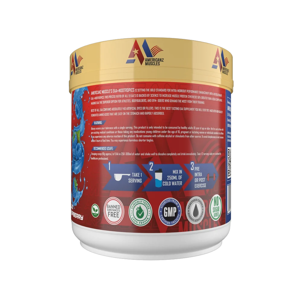 AMERICANZ MUSCLES EAA+NOOTROPICS 8:1:1 300 GM BLUE RASPBERRY