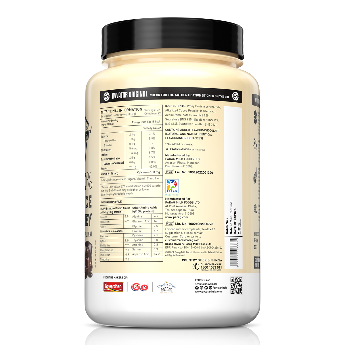 Avvatar 100% Performance Whey 1 Kg Belgian Chocolate