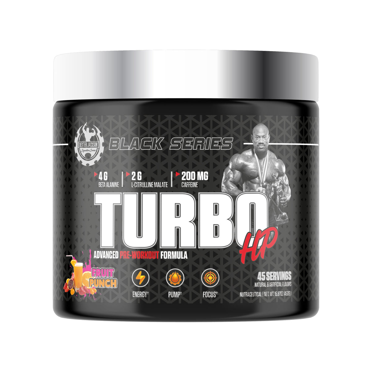 DEXTER JACKSON BLACK SERIES TURBO HP PRE-WORKOUT 450 GM FRUIT PUNCH