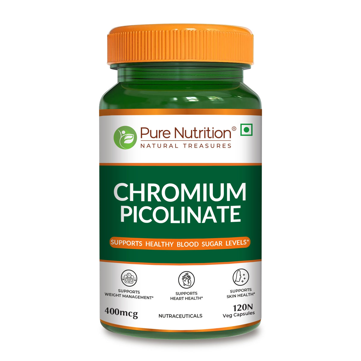 PURE NUTRITION CHROMIUM PICOLINATE 400 MG 120 VEG CAPSULES