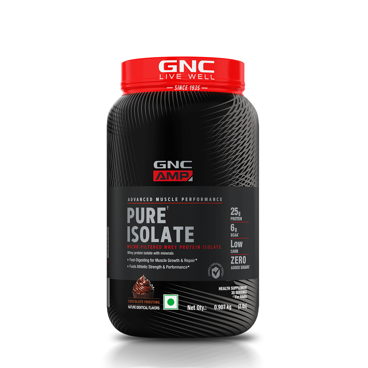GNC AMP PURE ISOLATE LOW CARB 907 GM CHOCOLATE FROSTING