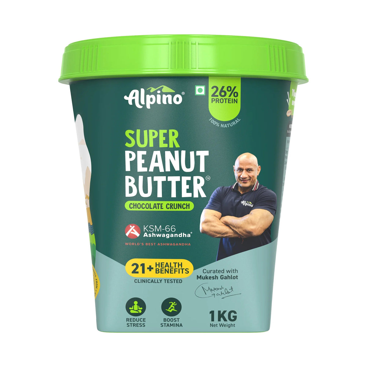 ALPINO SUPER PEANUT BUTTER WITH KSM-66 1 KG CHOCO CRUNCH