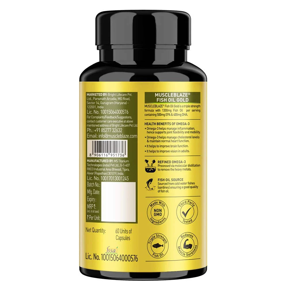 MUSCLEBLAZE FISH OIL GOLD 3X STRENGTH 60 CAPSULES