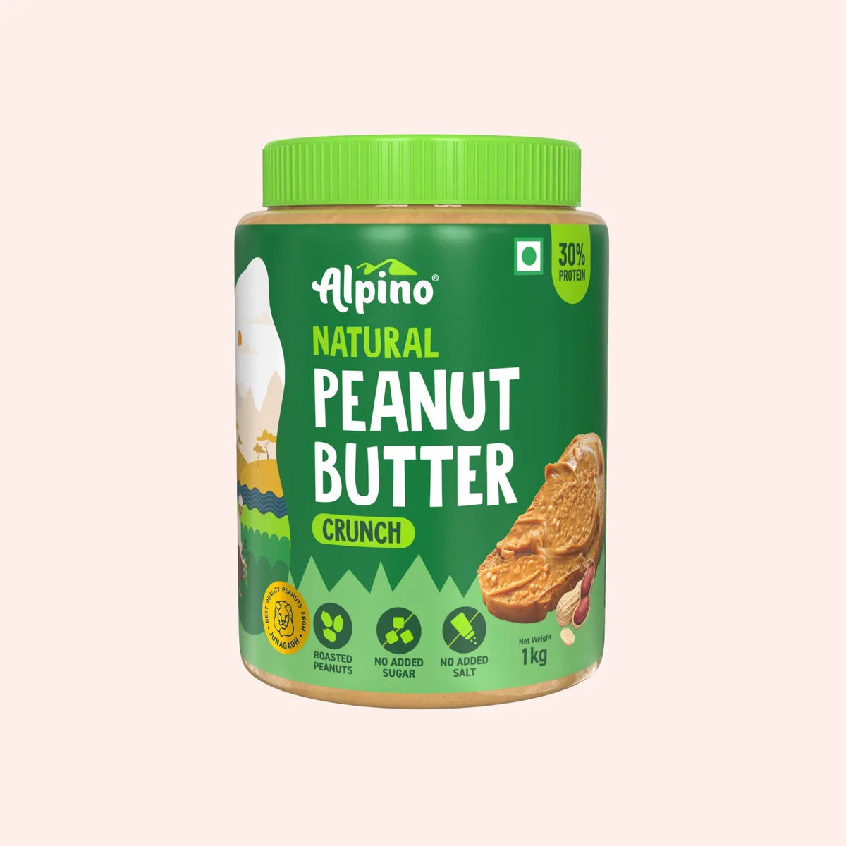 ALPINO NATURAL PEANUT BUTTER 1 KG CRUNCH