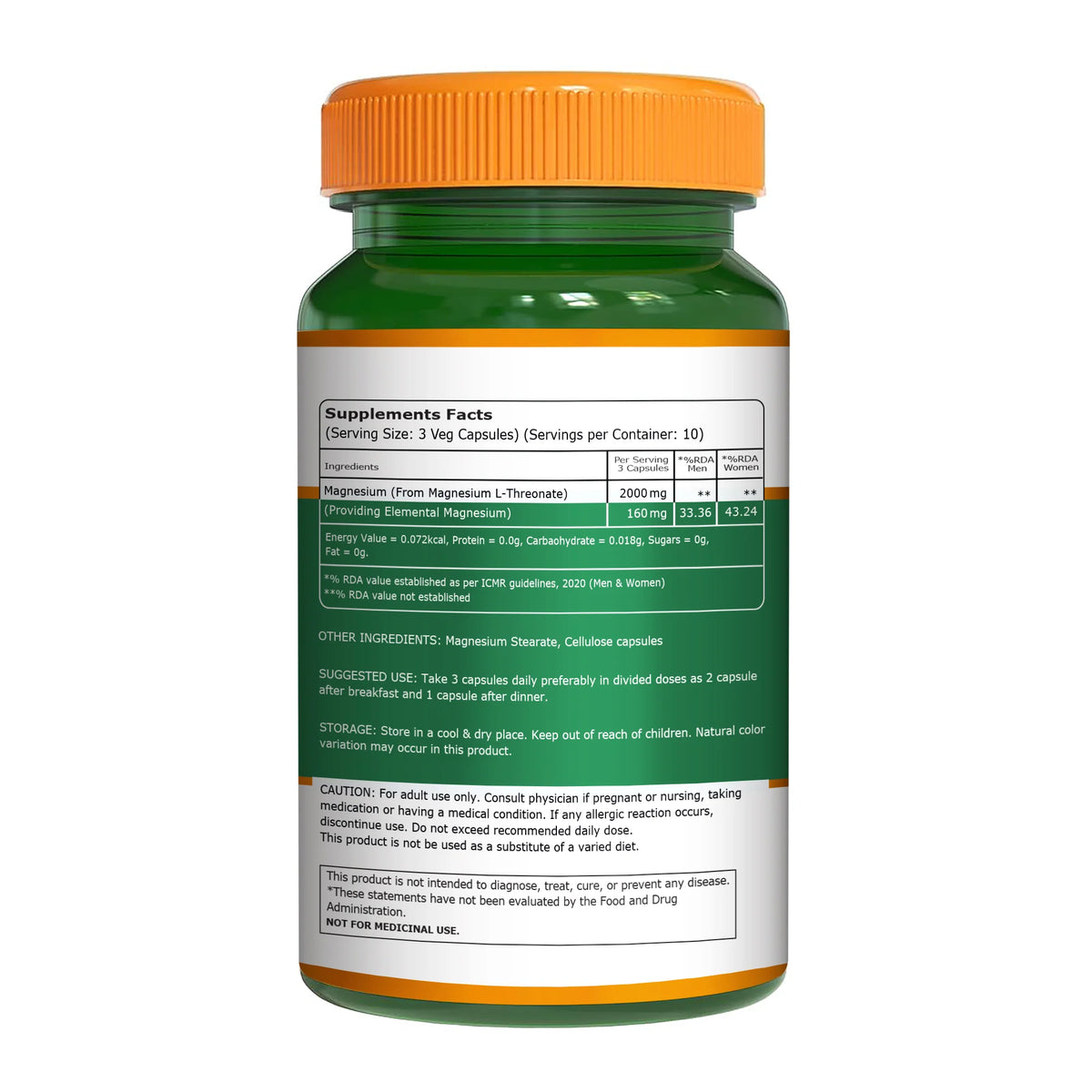 Pure Nutrition Magnesium L-Threonate 30 Veg Tablets - front