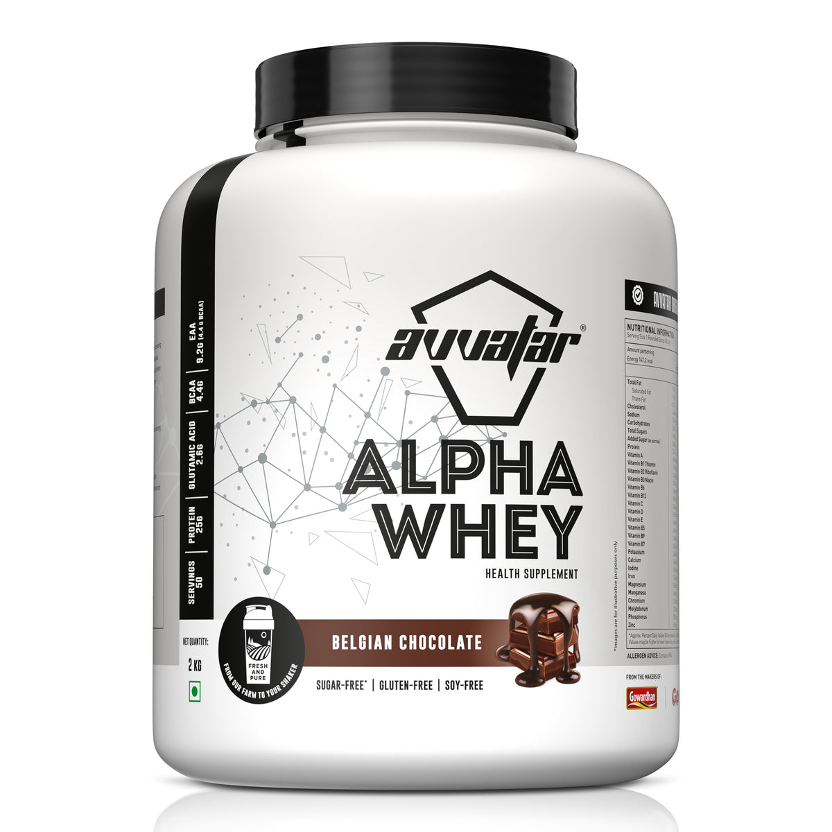 Avvatar 100% Performance Whey 2 Kg Belgian Chocolate - Front